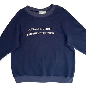 Wildfox Navy Blue Crewneck Cozy Fleece Pullover Sweatshirt Size S